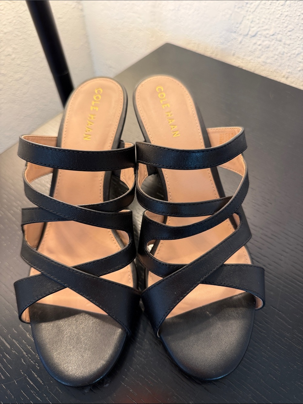 Cole Haan Black Multi-Strap Slide Mules